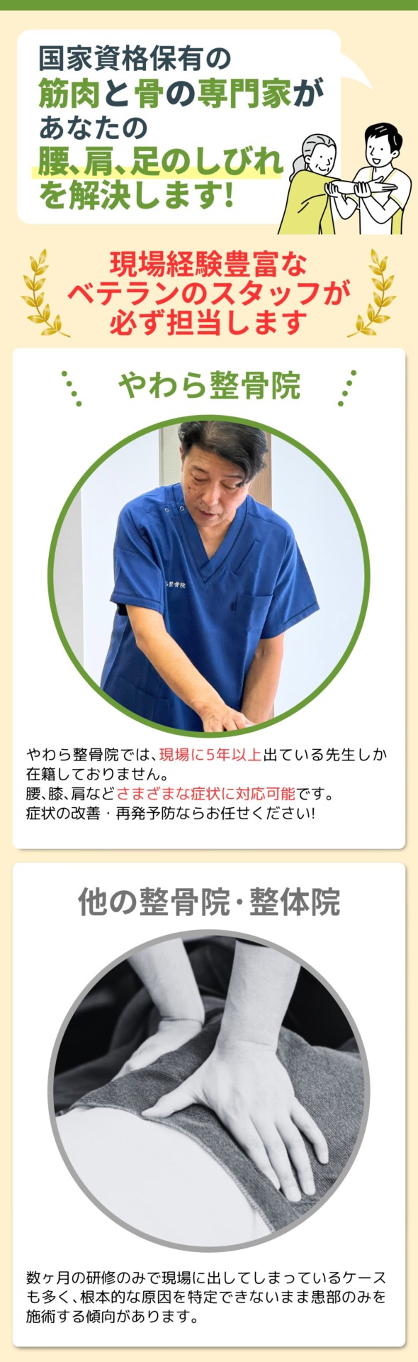 国家資格保有の筋肉と骨の専門家が あなたの腰､肩､足のしびれを解決します!